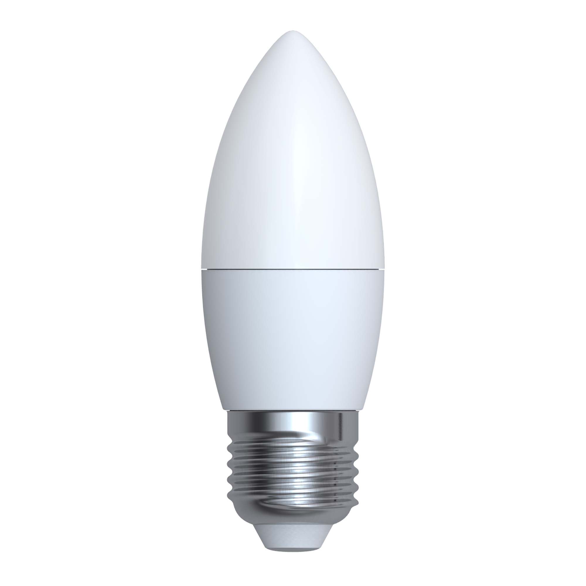 LED-C37-7W-NW-E27-FR-NR Лампа светодиодная. Форма свеча. матовая. Серия Norma. Белый свет 4000K. Картон. ТМ Volpe